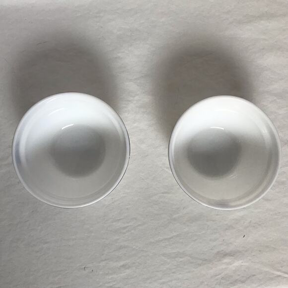 Krystallo Set of 2 Small White Milk Glass Bowls With Red Rose Accent Bands - Picture 2 of 6